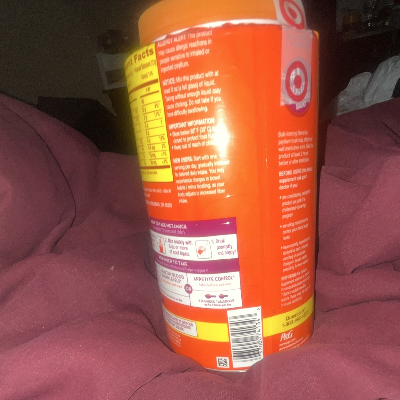 Metamucil 4-in-1 Psyllium Fiber Supplement Powder, Real Sugar, 48.2 oz