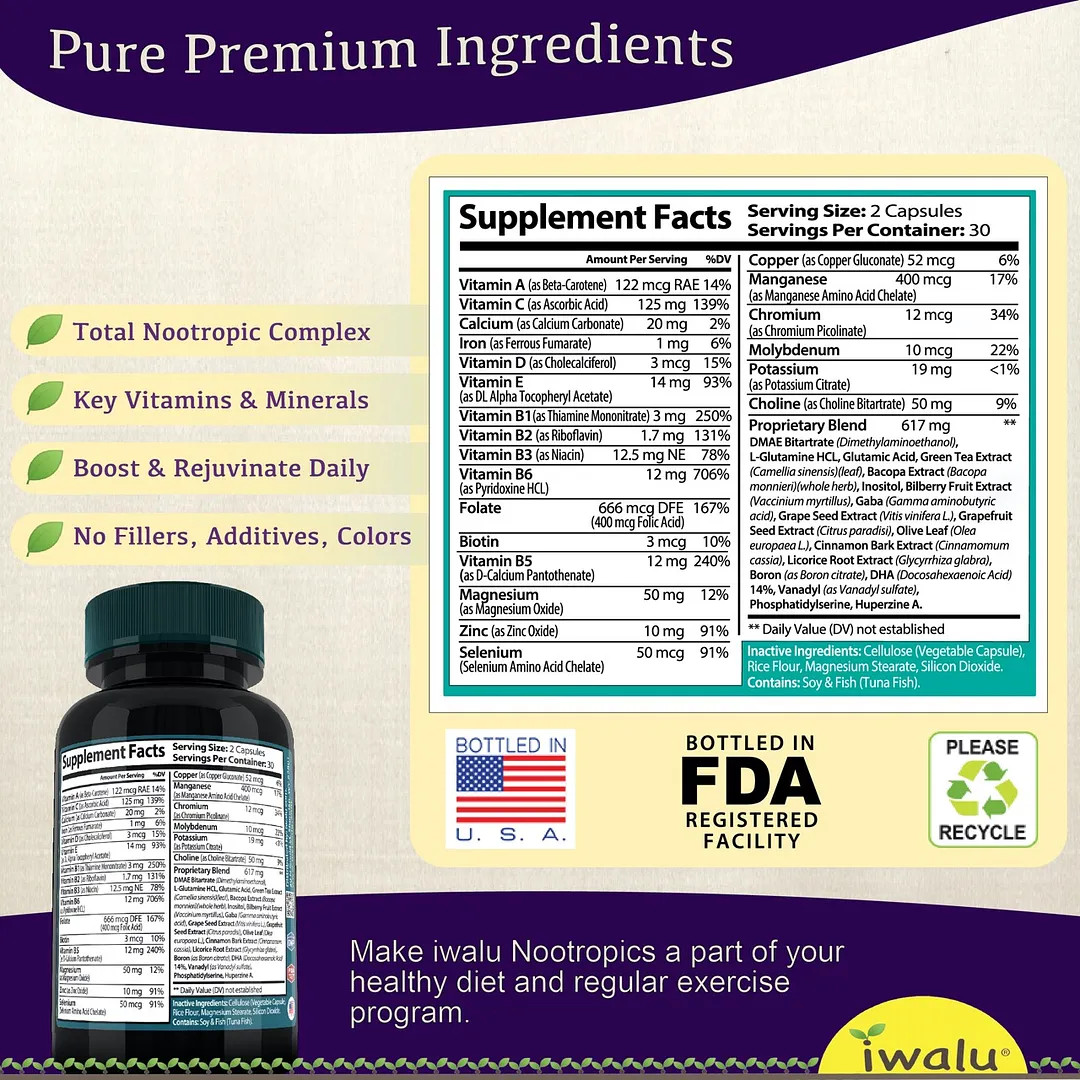 Multivitamin for Brain Health | Best Supplement Capsule Pill Men Women FREE SHIP