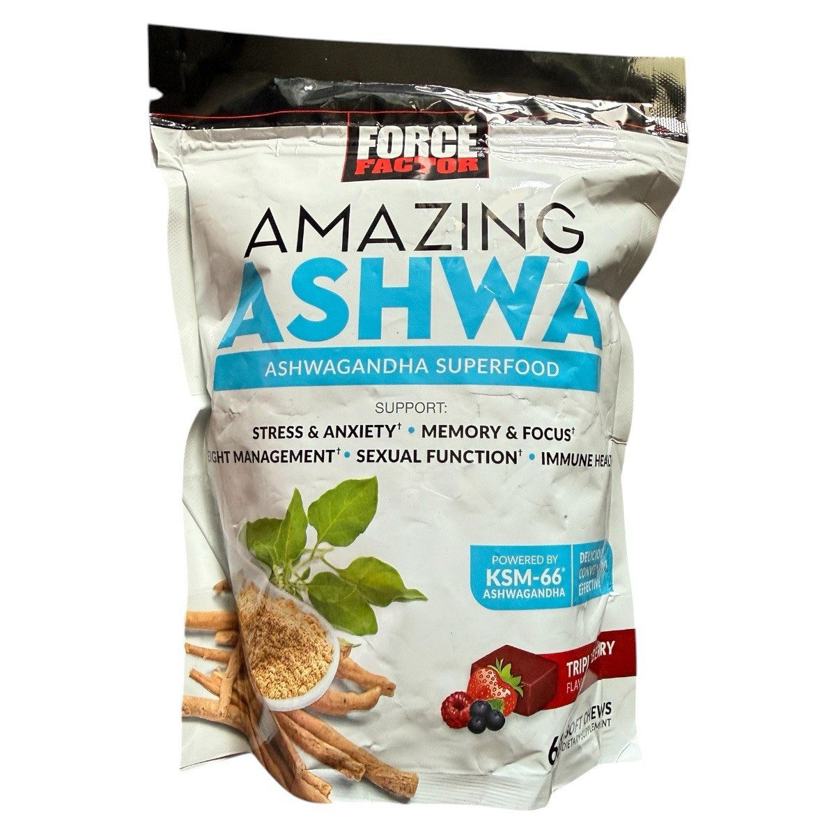 Force Factor Amazing Ashwa S.Chews KSM-66 Ashwagandha Stress Support 04/2027