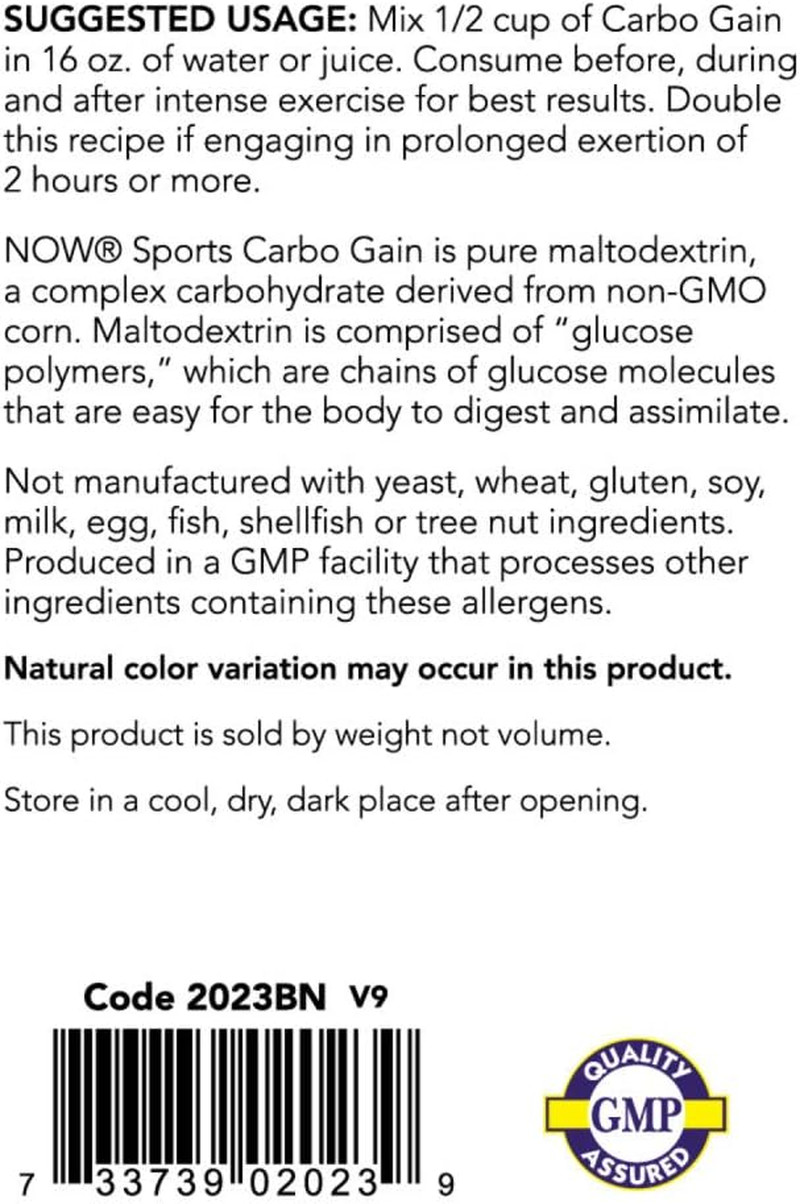NOW Sports Carbo Gain Powder (Maltodextrin), Rapid Absorption, Energy Production