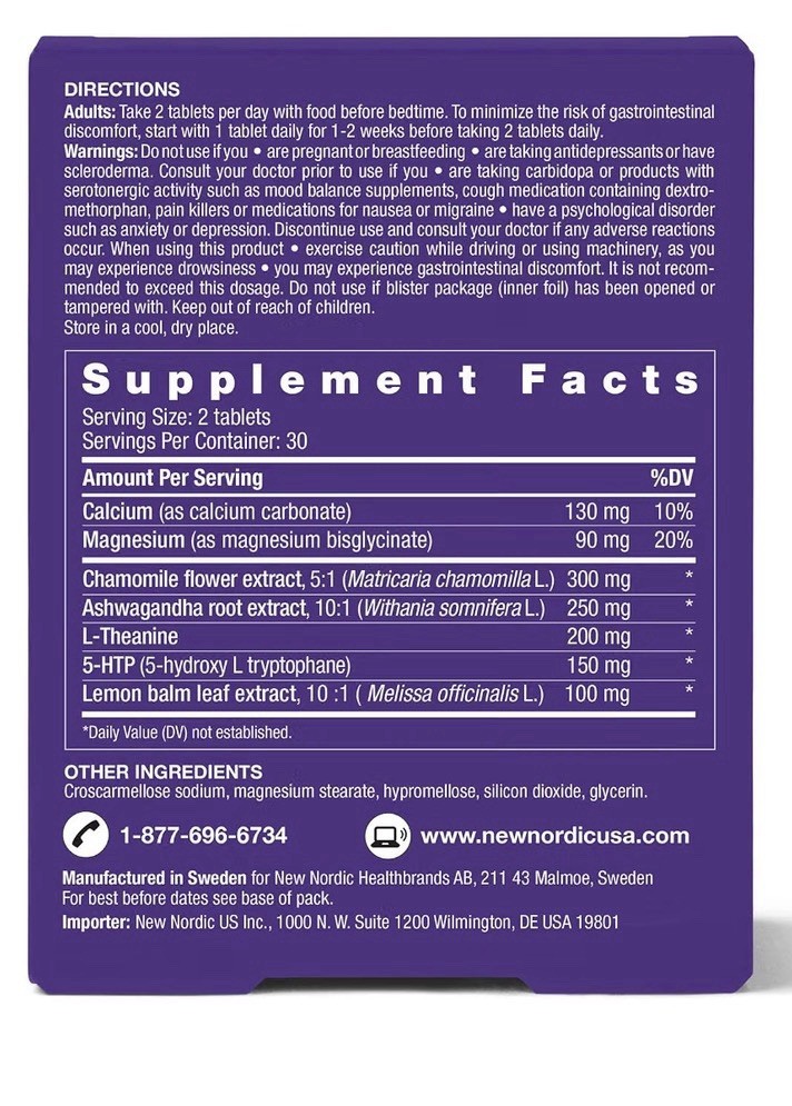 NEW NORDIC Quality Sleep Pure Rest With Ashwagandha 60 Tablets 30-Day Supply