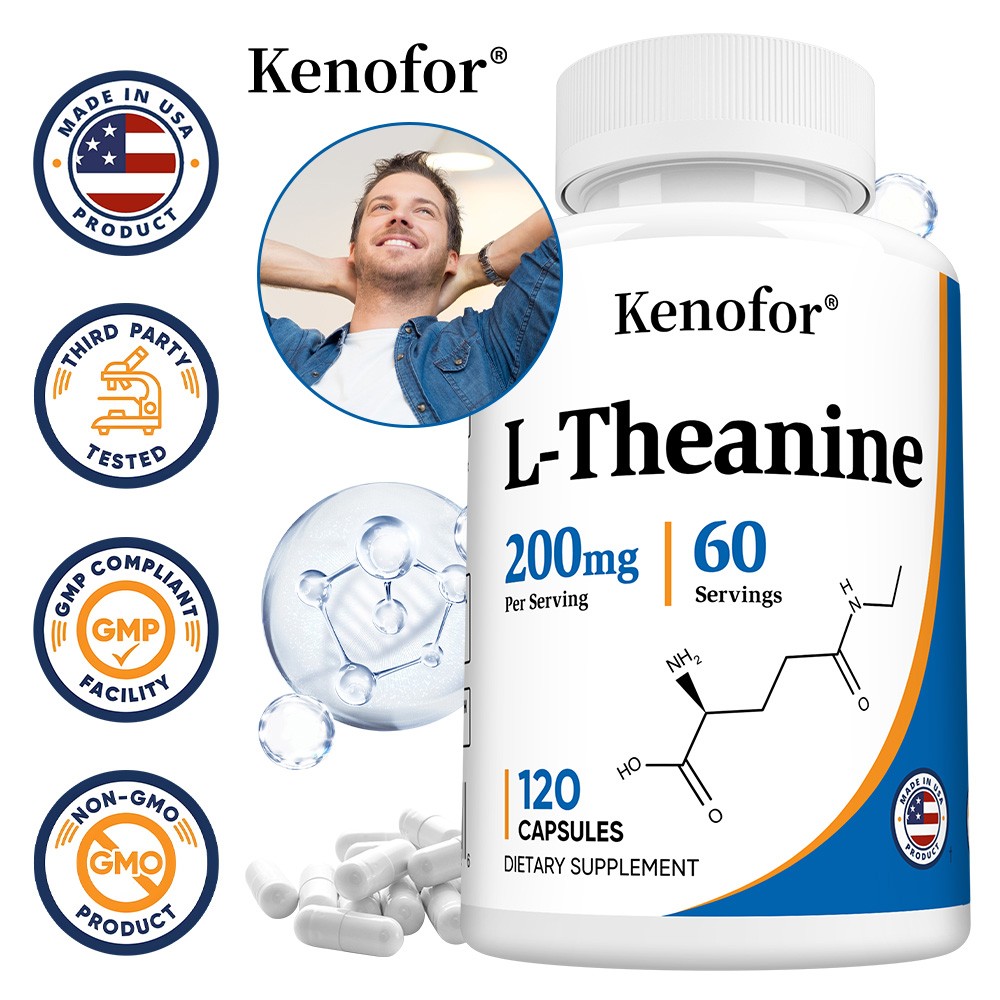200mg L-Theanine Capsules, Natural Stress & Mood Relaxation Support,120 Veg Caps