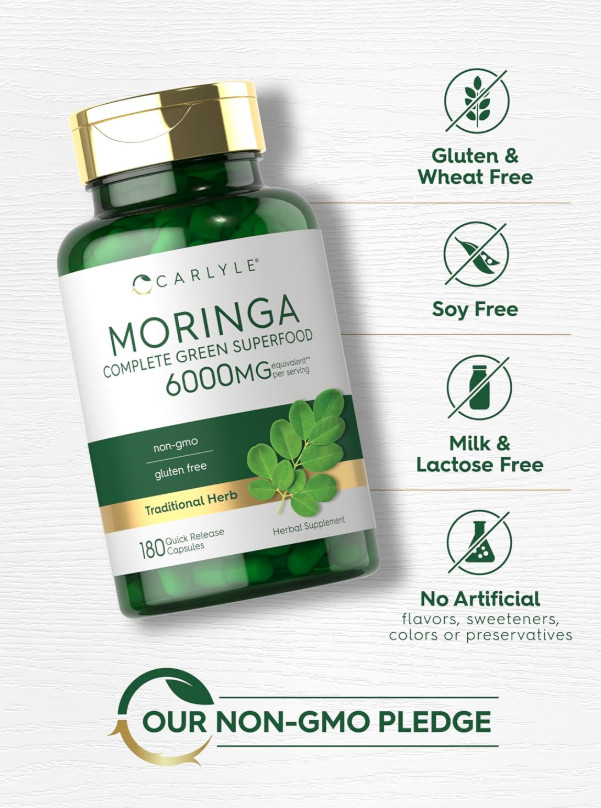 180 Pastillas De Aceite Hoja De Moringa Mejor Suplemento Pastilla Hombre Mujer