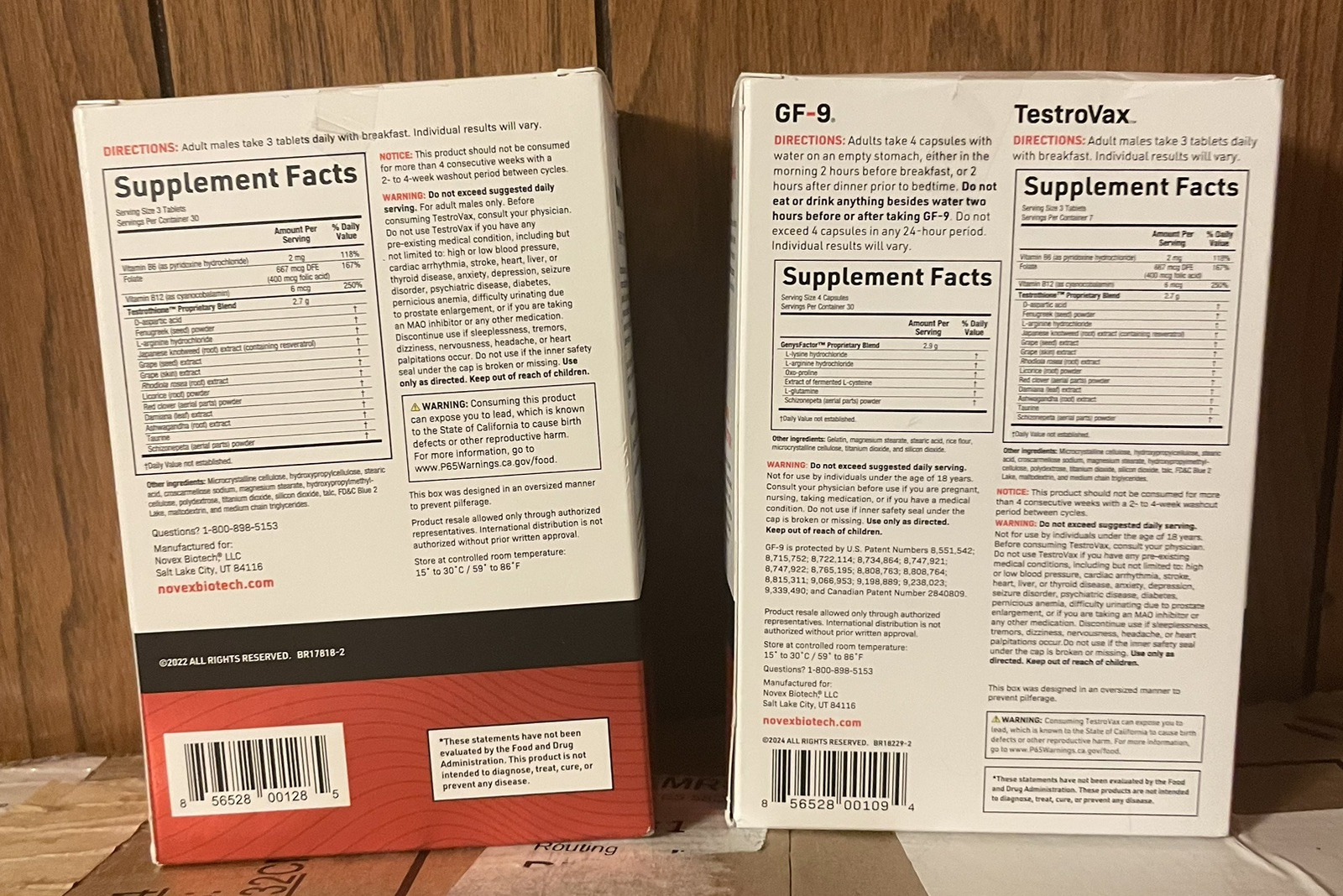 Novex Biotech Growth Factor 9 + Testrovax GF-9 120 Caps Testrovax 90 Tablets