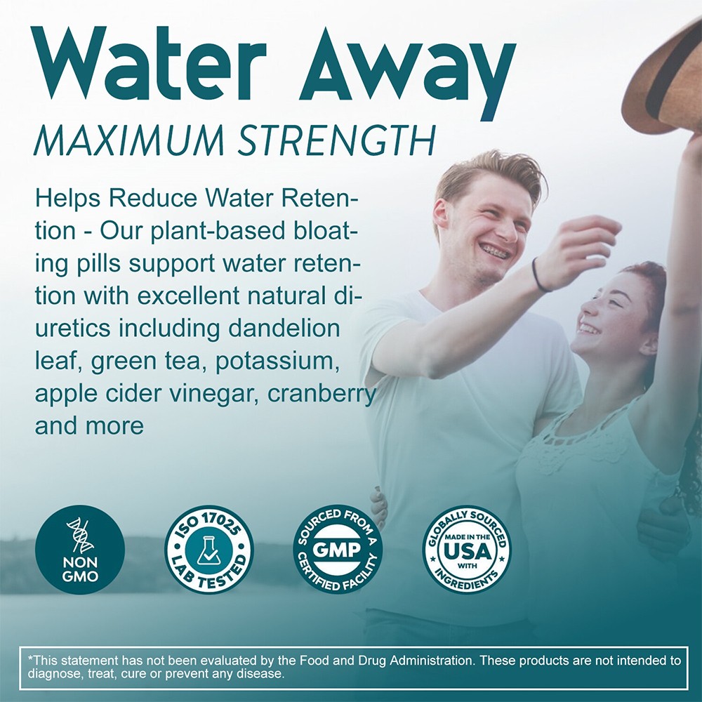 Water Flush Pills – 12-in-1 Formula to Reduce Bloating, Swelling 30/60/120 Caps