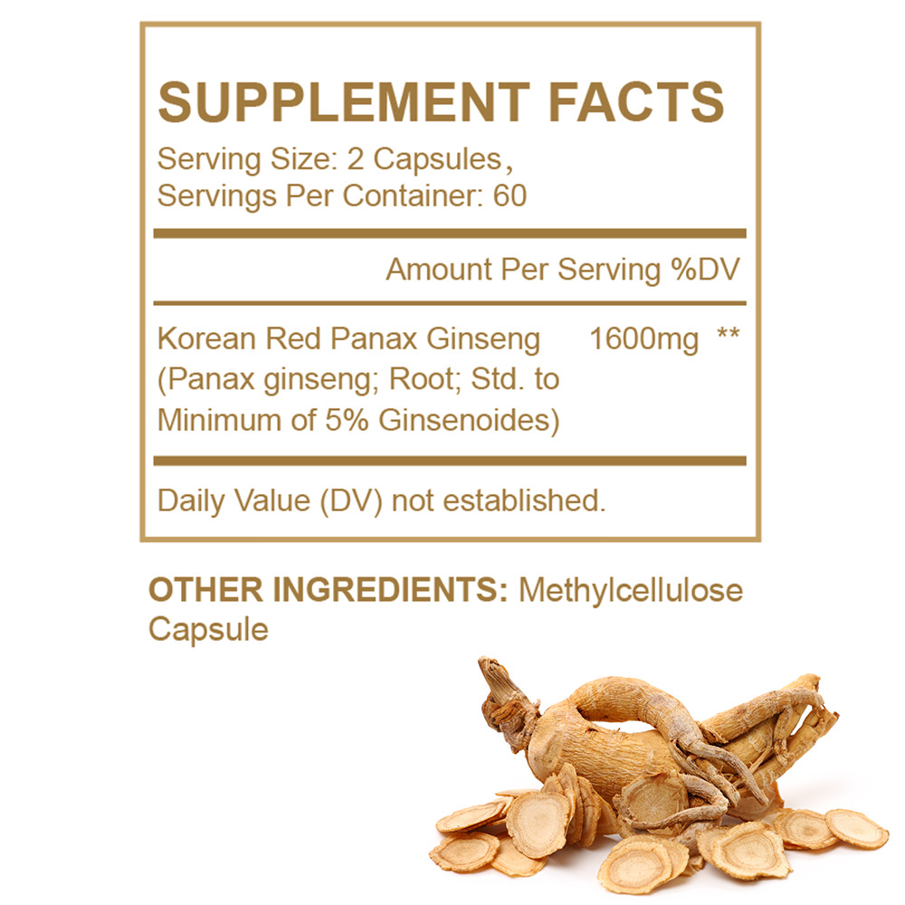 Pure Korean Red Panax Ginseng Extract Capsules No additives or fillers 120 Pills