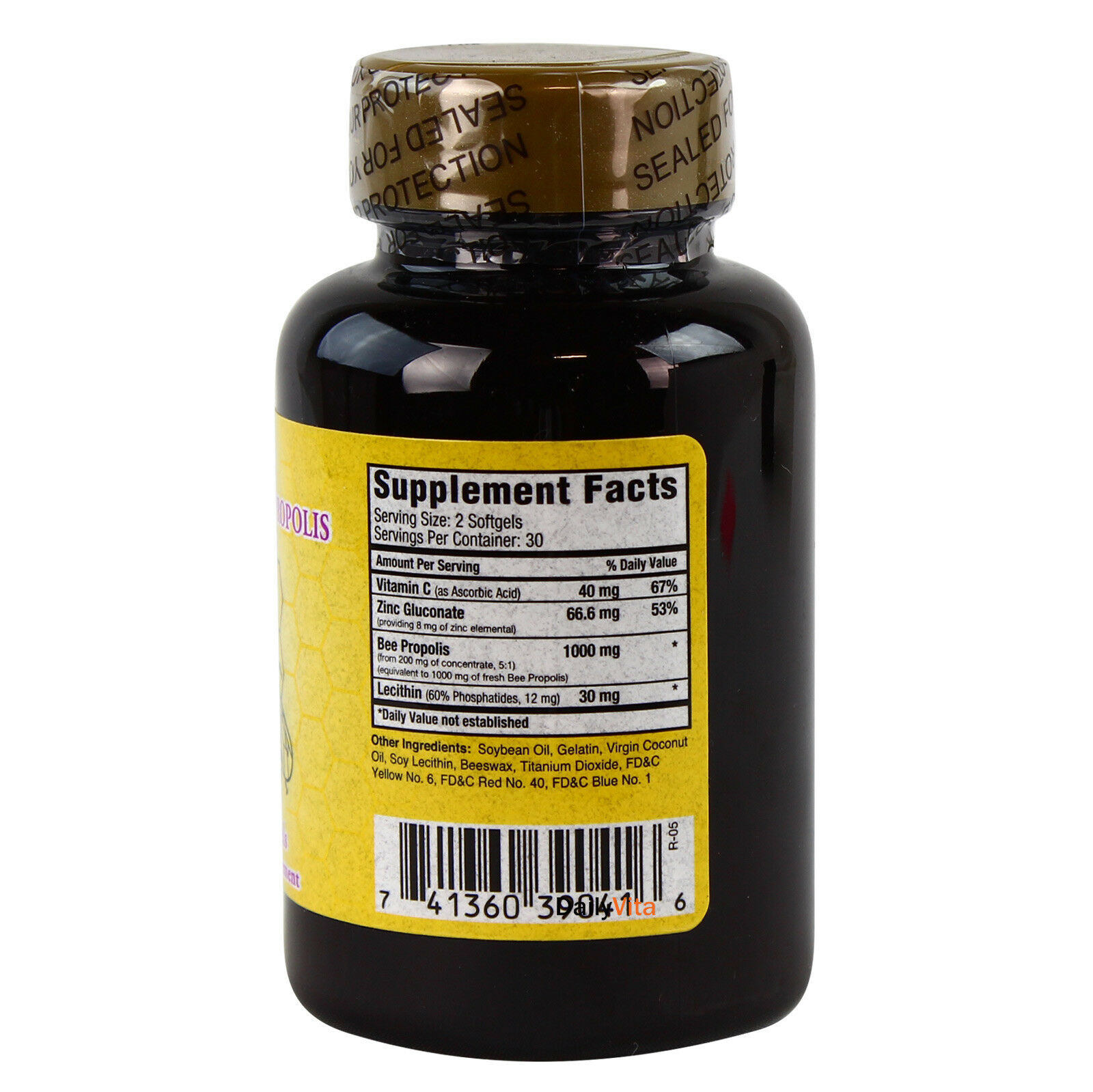 5 x Natural Bee Propolis 500 mg 60 SGel Total 300 Softgels