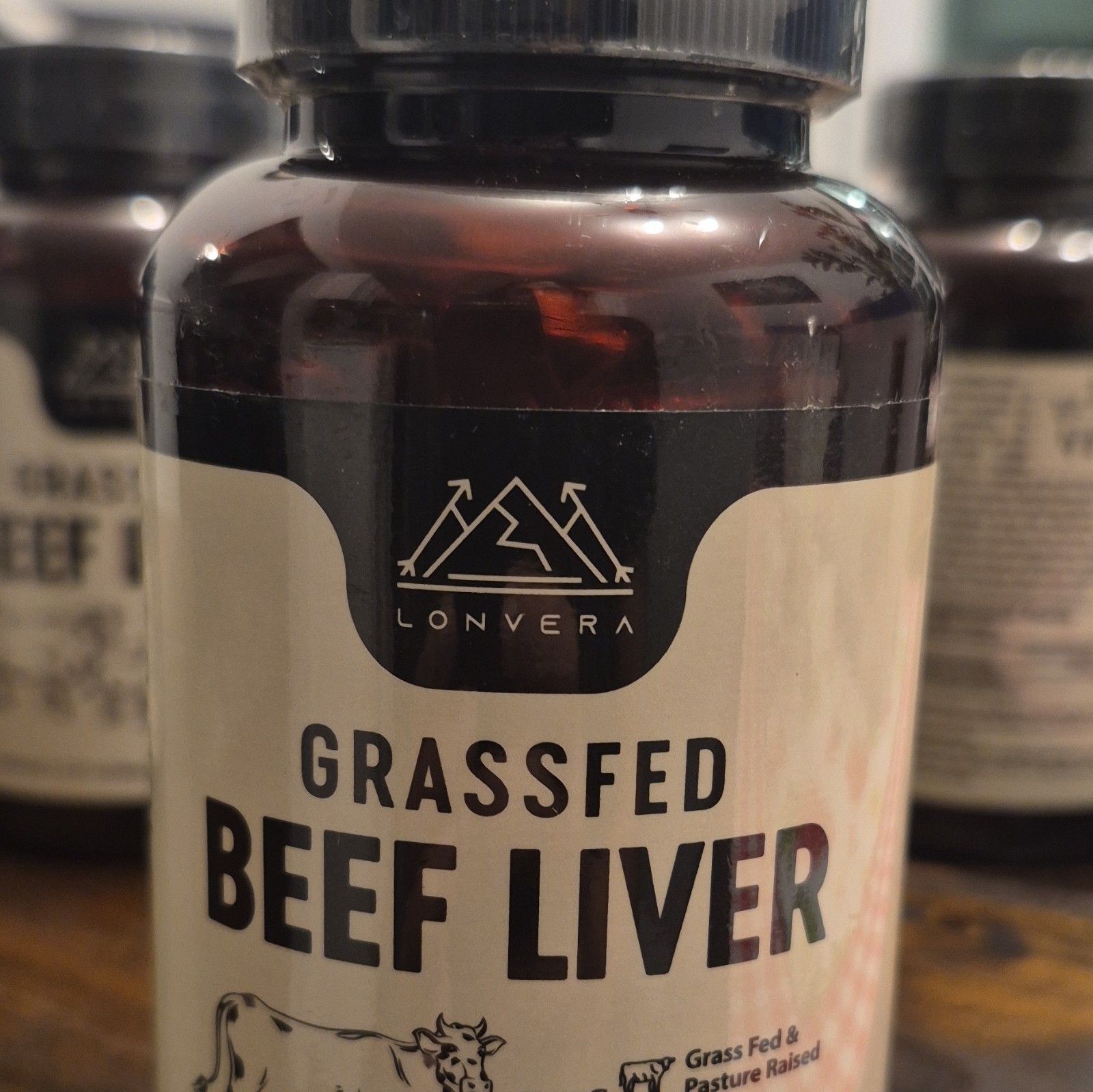 Lonvera Grass-Fed Beef Liver Capsules 3000mg Pasture-Raised Non-GMO GF