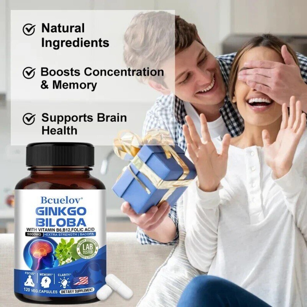 Ginkgo Biloba Extract – 5000 mg – 120 Capsules-Boosts Concentration & Memory