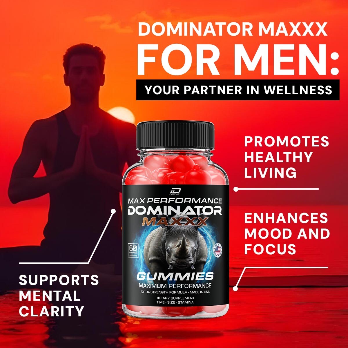 (2 Pack) Dominator Maxxx Gummies for Men – DominatorMaxx Male Gummy, All Natural