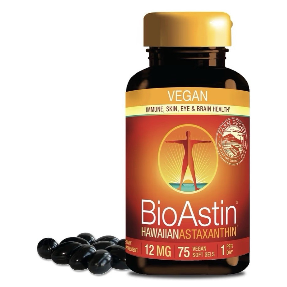 BioAstin Hawaiian Astaxanthin Vegan Non-GMO Gluten-Free 12mg 75 Softgels