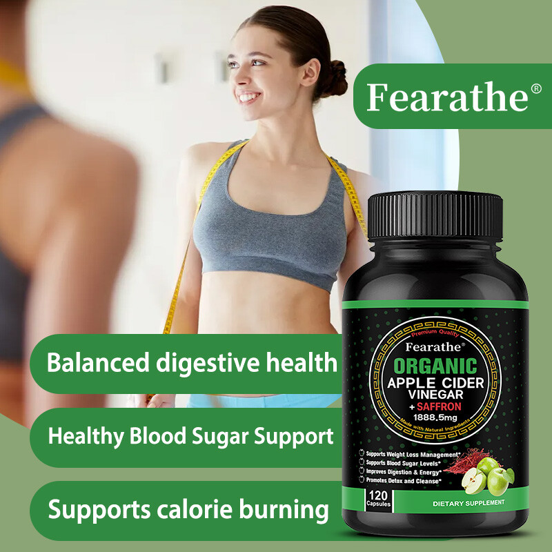 Organic Apple Cider Vinegar Capsules 1800 mg plus Saffron Extract