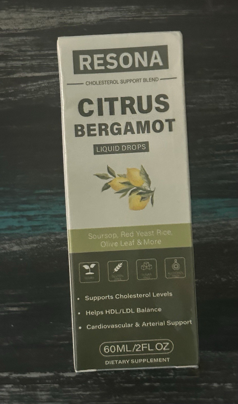RESONA Citrus Bergamot Liquid Drops Cholesterol & Heart Support 60 mL/2 fl oz