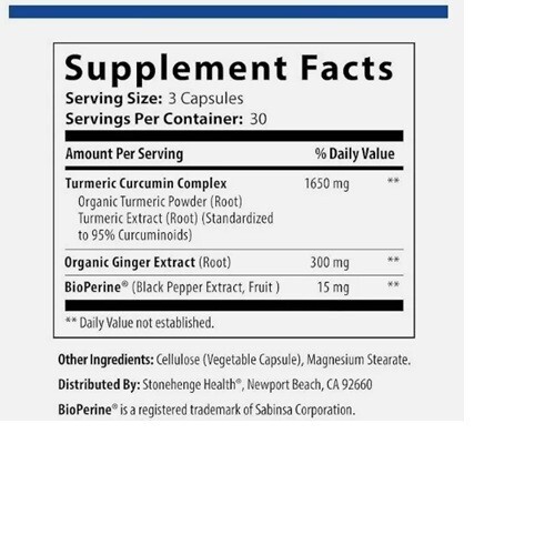Stonehenge Dynamic Turmeric with Ginger & Bioperine 90 Cap. (PACK 3) – Exp05/27