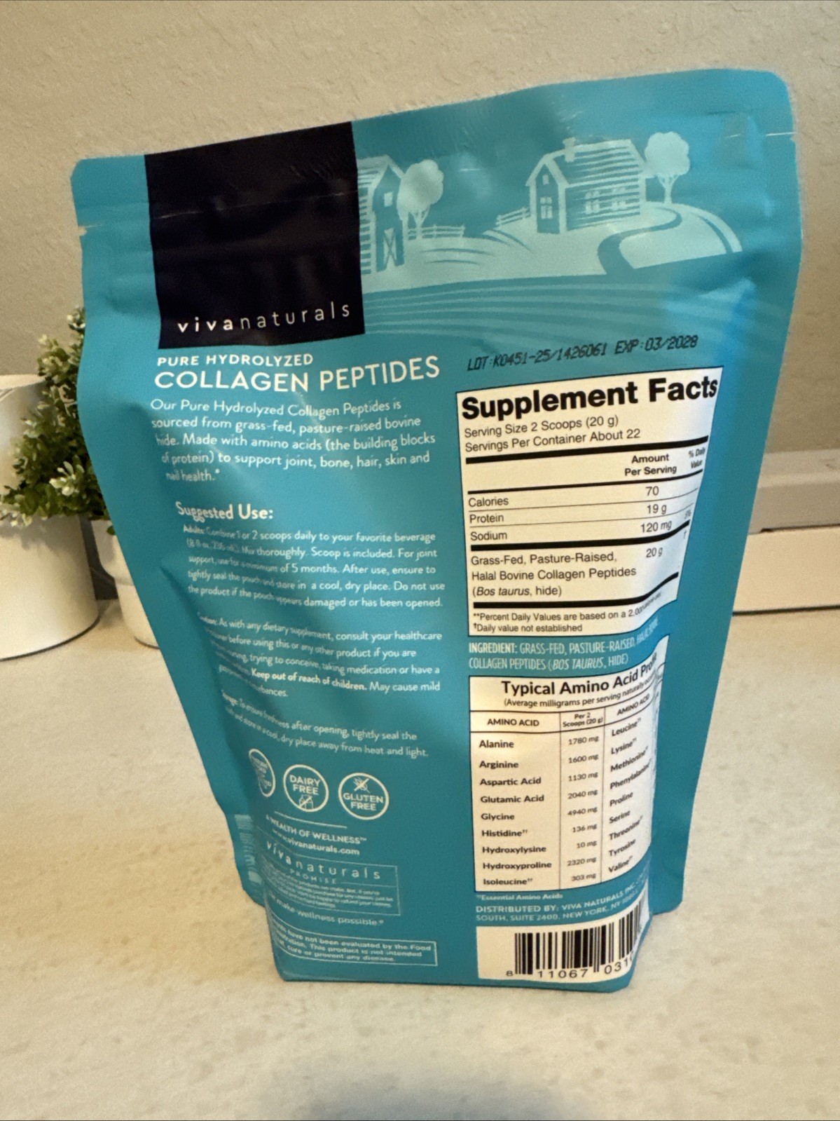 vivanaturals Hydrolyzed Collagen Peptides Type I & III Unflavored 16oz