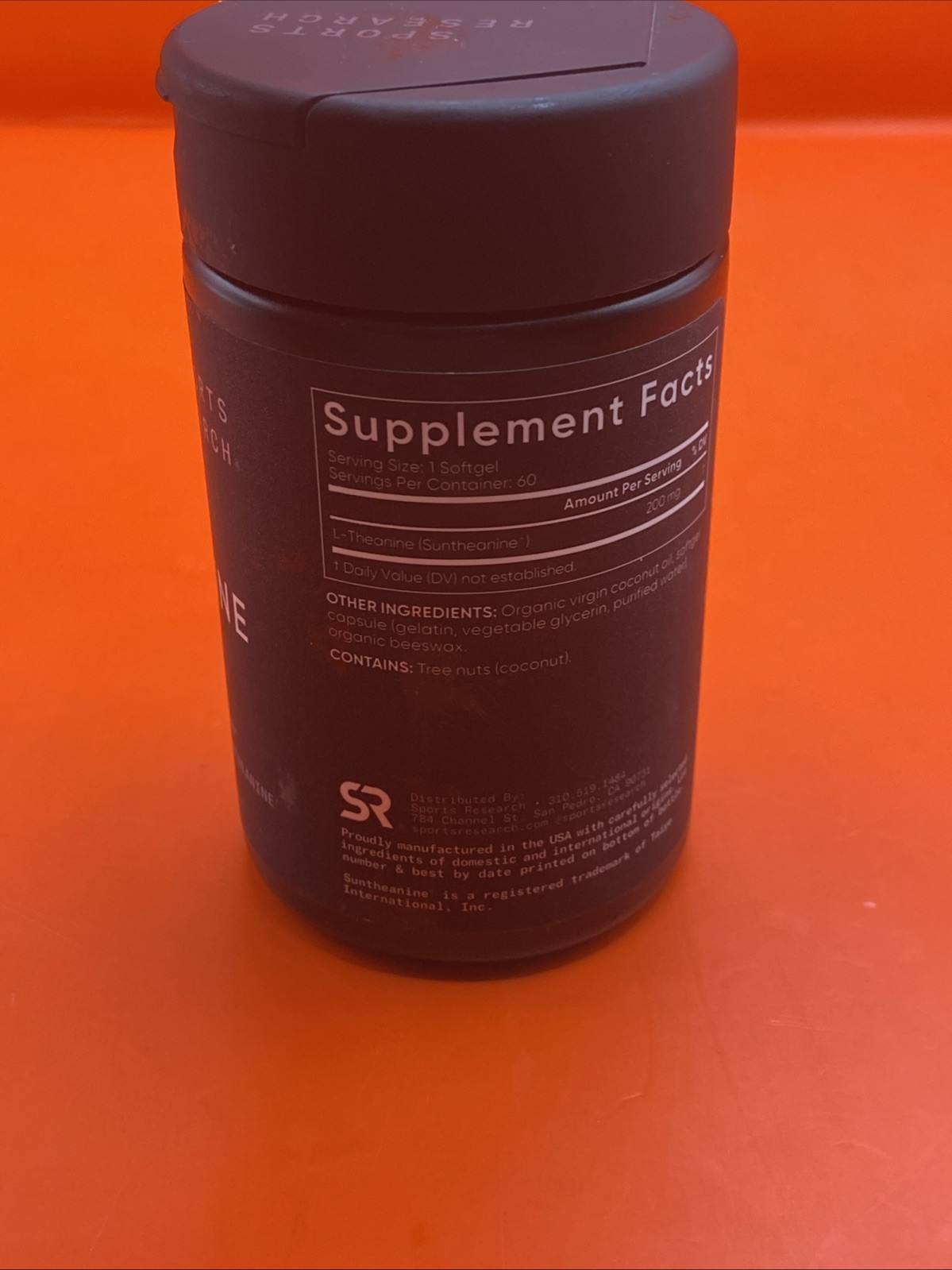 Sports Research L-Theanine Double Strength 200mg 60 Softgels Exp 04/2028