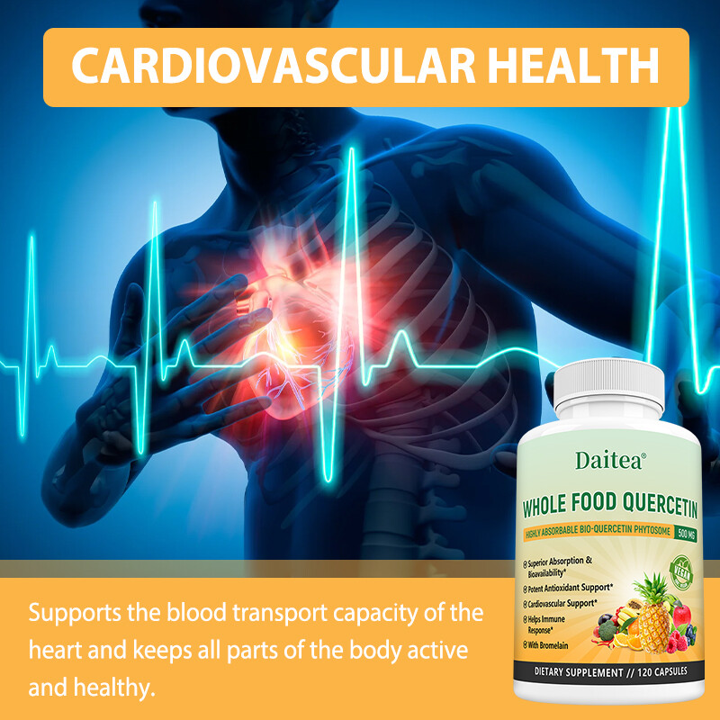 Quercetin 500Mg with Bromelain Whole Food Supplement Heart & Immune Support