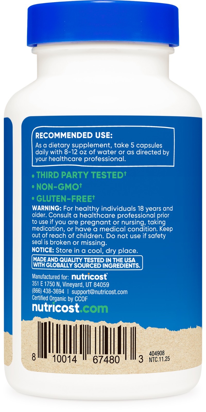 Nutricost Fiber Capsules with Prebiotic Fiber Supplement, 150 Capsules