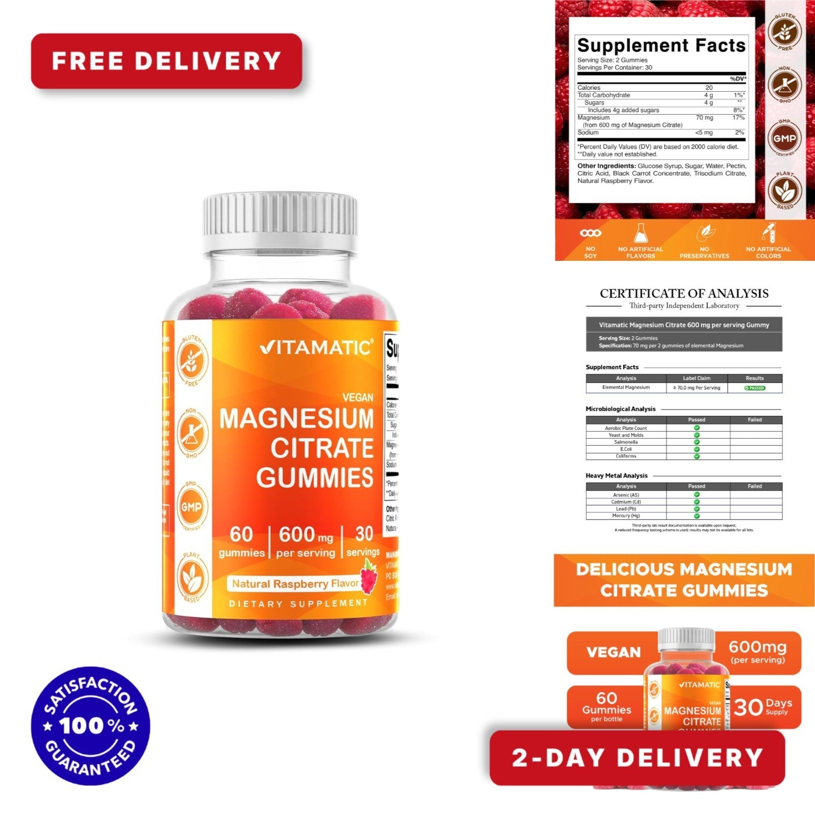 Vitamatic Magnesium Gummies 600mg – Vegan Relaxation & Energy Support