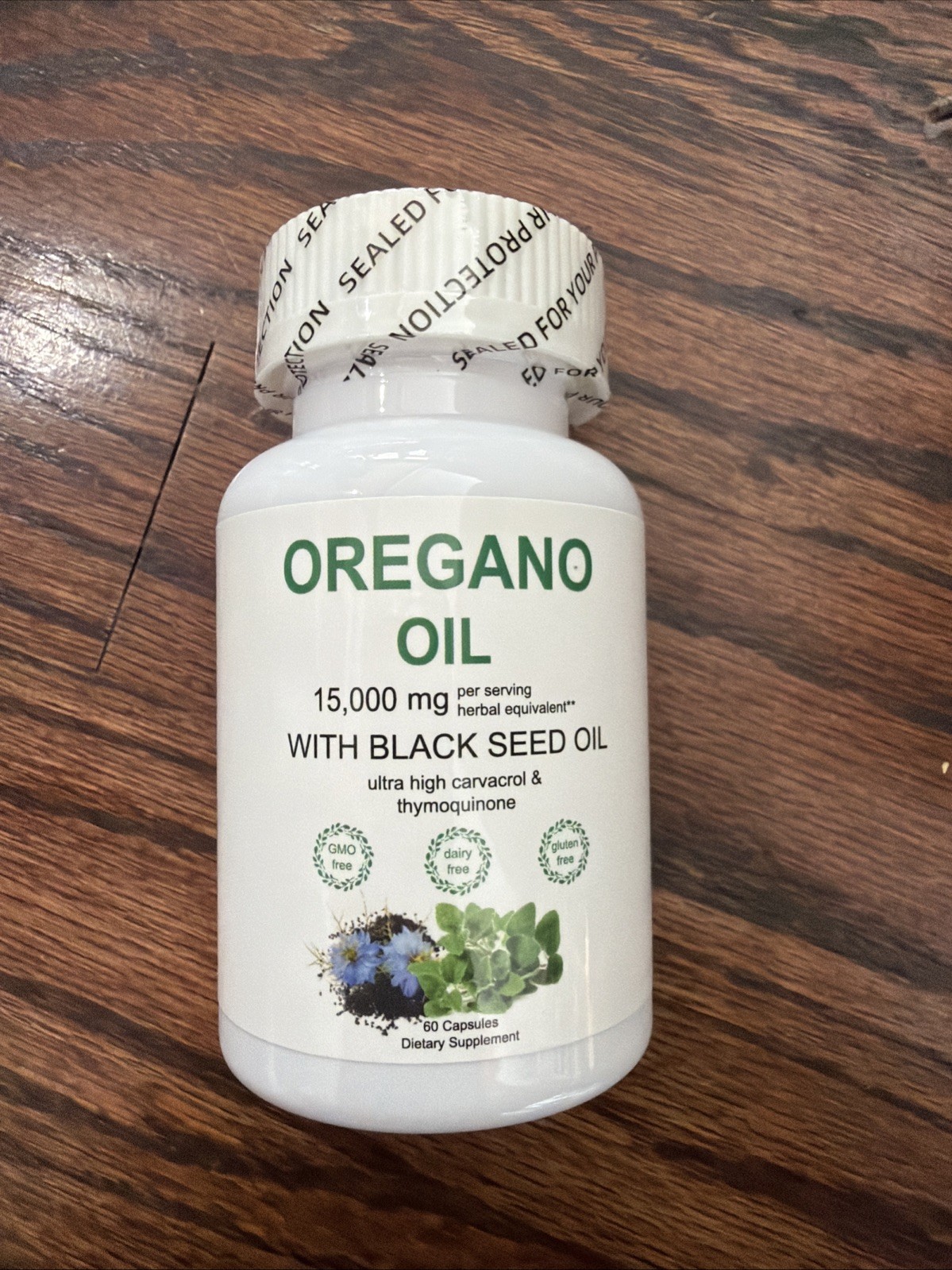 Oregano Oil 15,000 Mg With Black Seed Oil Capsules. 07/26 Free Shipping.
