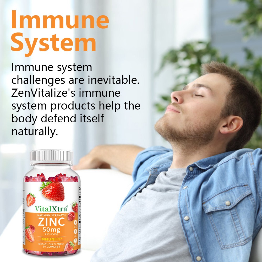 Zinc Gummies 50mg – Immune Support, Strawberry & Raspberry Flavor