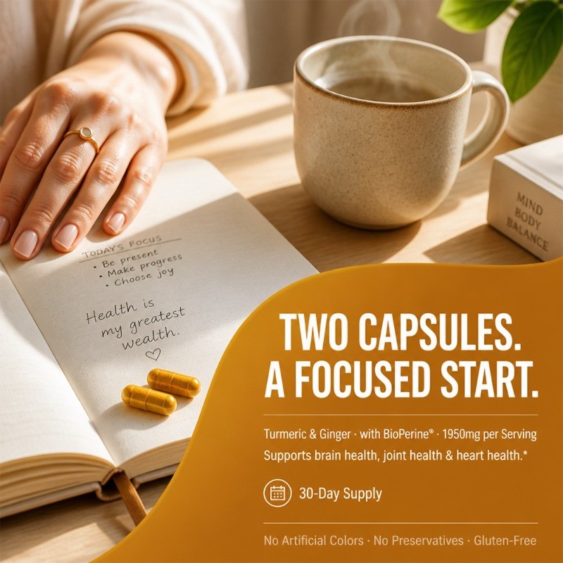 Turmeric & Ginger 1950mg 60/120 Caps Supports Joint, Brain & Heart Health