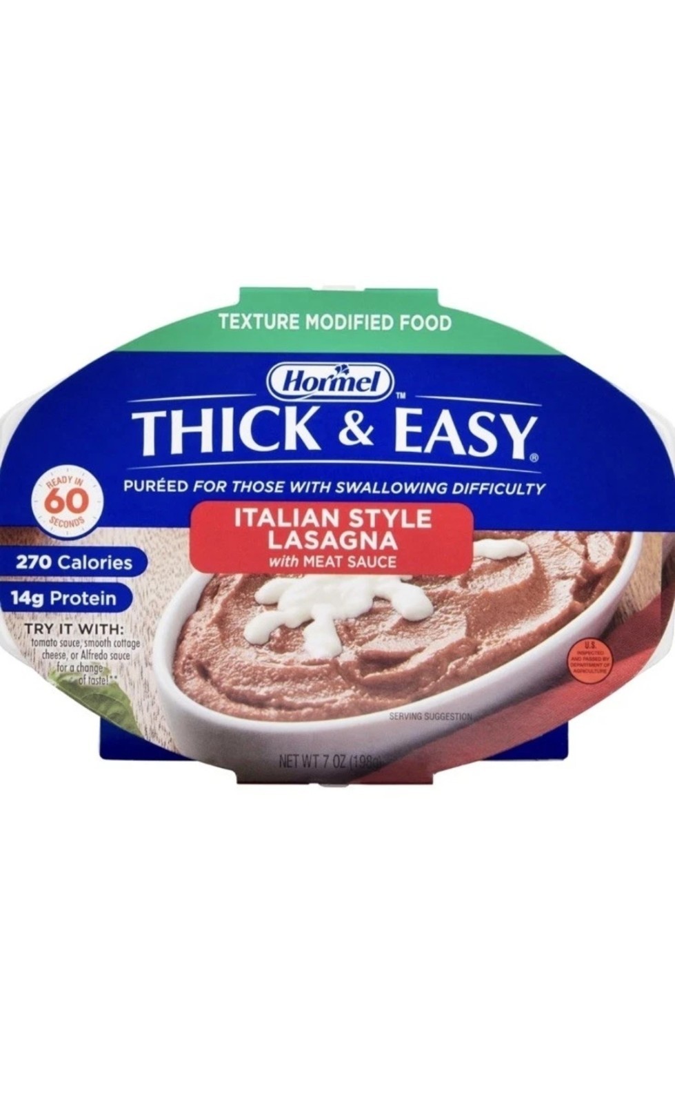 Thick & Easy #60744 Purees Thickened Food Beef Lasagna 7 oz Tray 7 Ct
