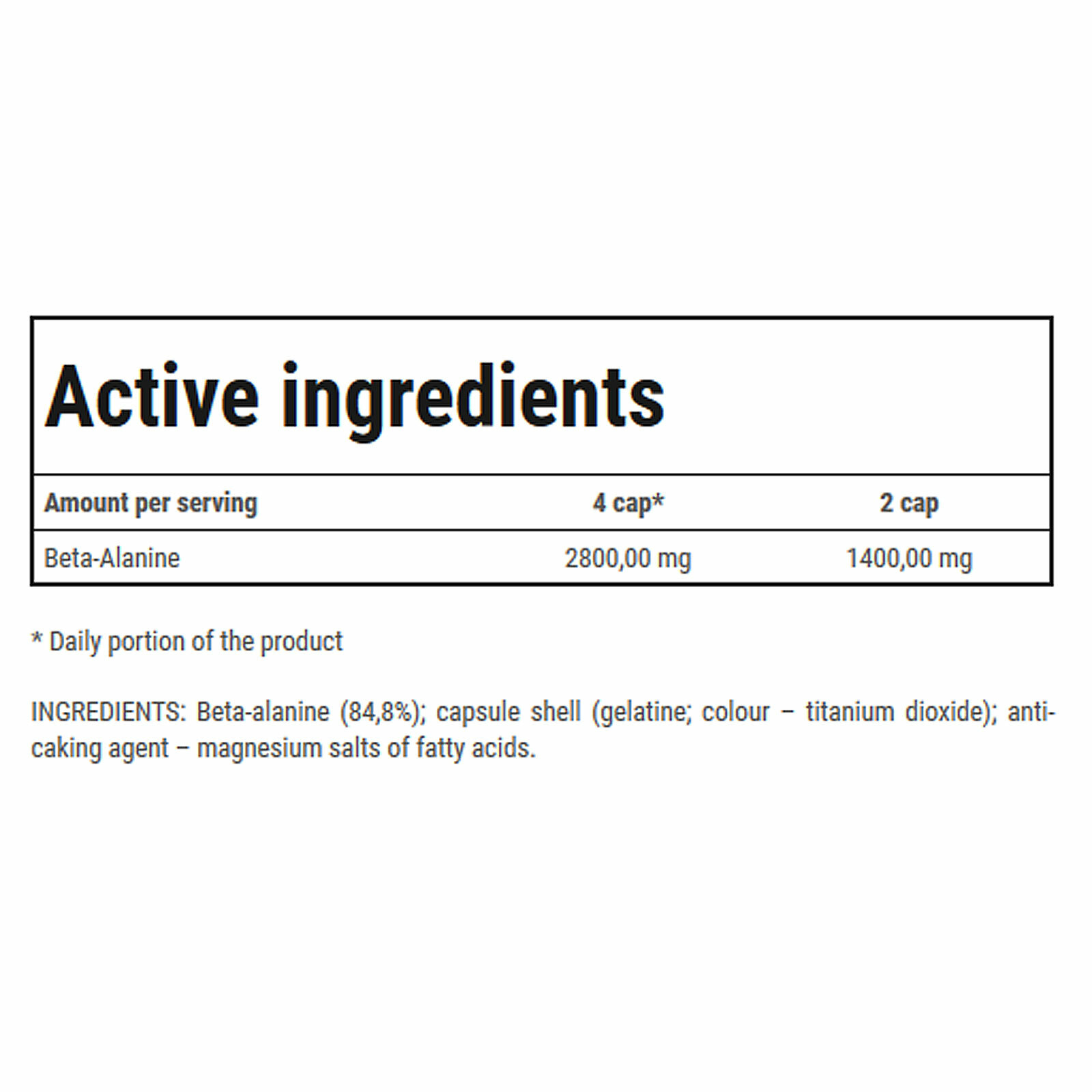 BETA ALANINE PILLS – Amino Acid Energy Endurance Performance Food Supplement