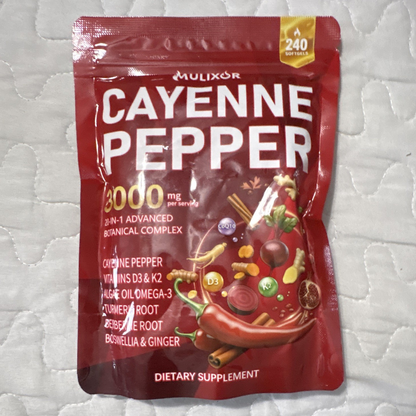 Mulixor Cayenne Pepper 3000mg Gluten Free 240 Softgels