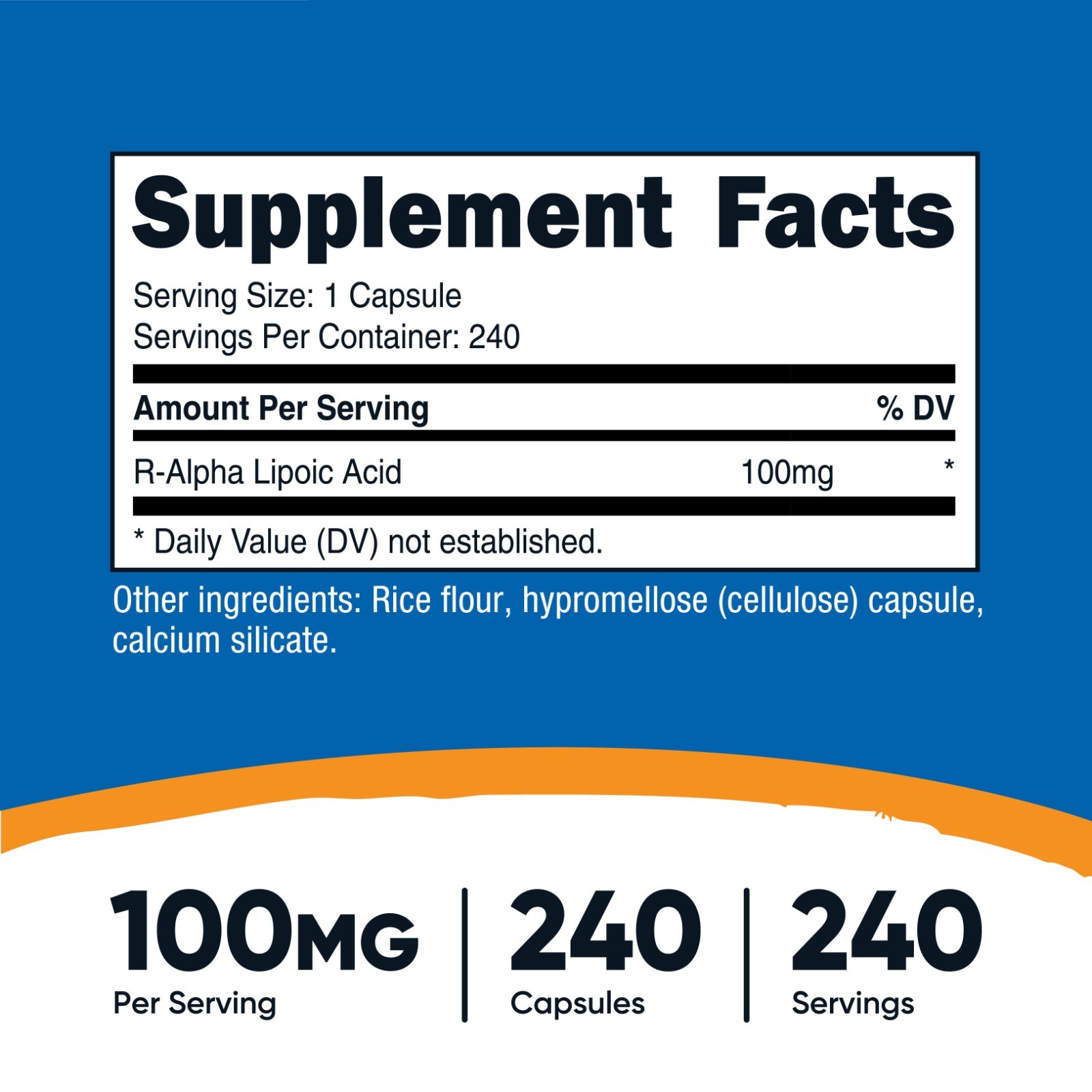 Nutricost R-Alpha Lipoic Acid 100mg, 240 Capsules, Vegetarian & Non-GMO