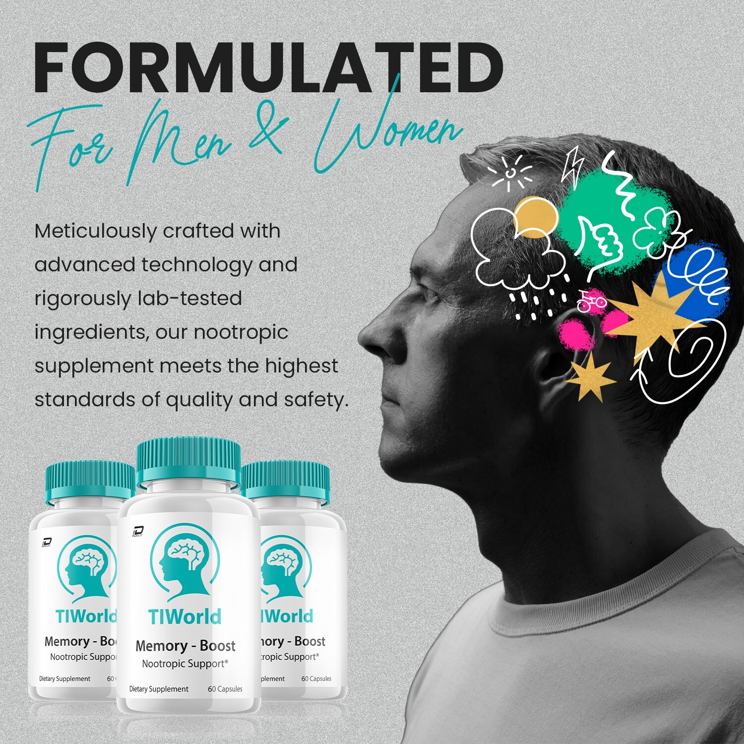 (2 Pack) Tiworld Brain Supplement Capsules – Tiworld All Natural Memory Focus