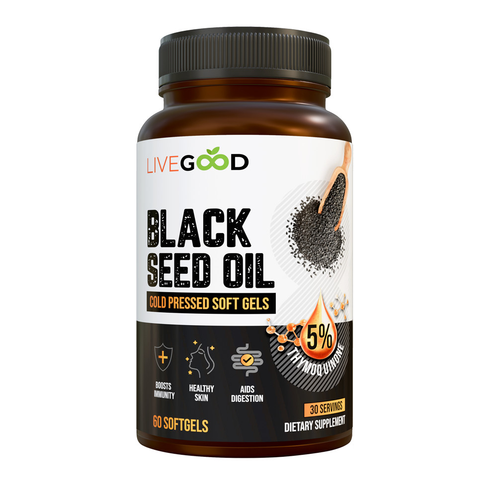 Black Seed Oil Softgels 1000mg 5% Thymoquinone Cold Pressed Organic 60ct