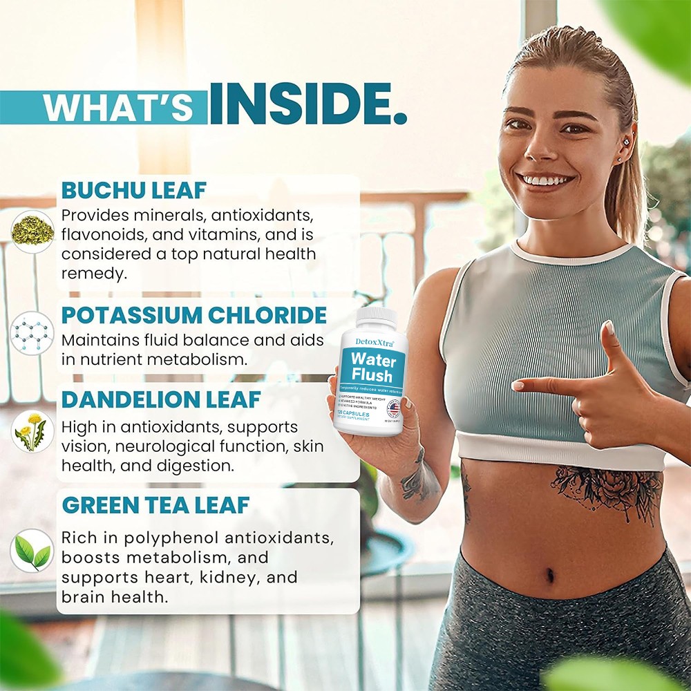 Water Flush Pills – 12-in-1 Formula to Reduce Bloating, Swelling 30/60/120 Caps
