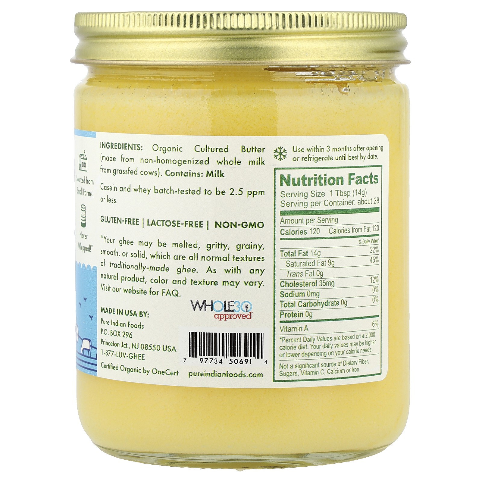 Organic Cultured Ghee, 14 oz (398 g)