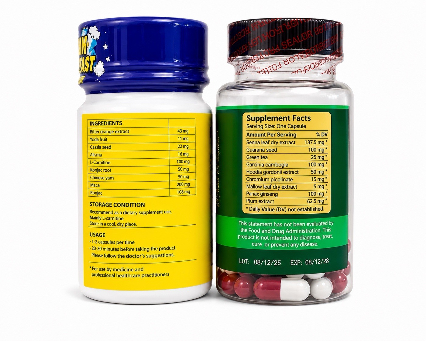 Bikini Trim Fast + Energy Booster Dietary Supplement Combo 30 Capsules Each