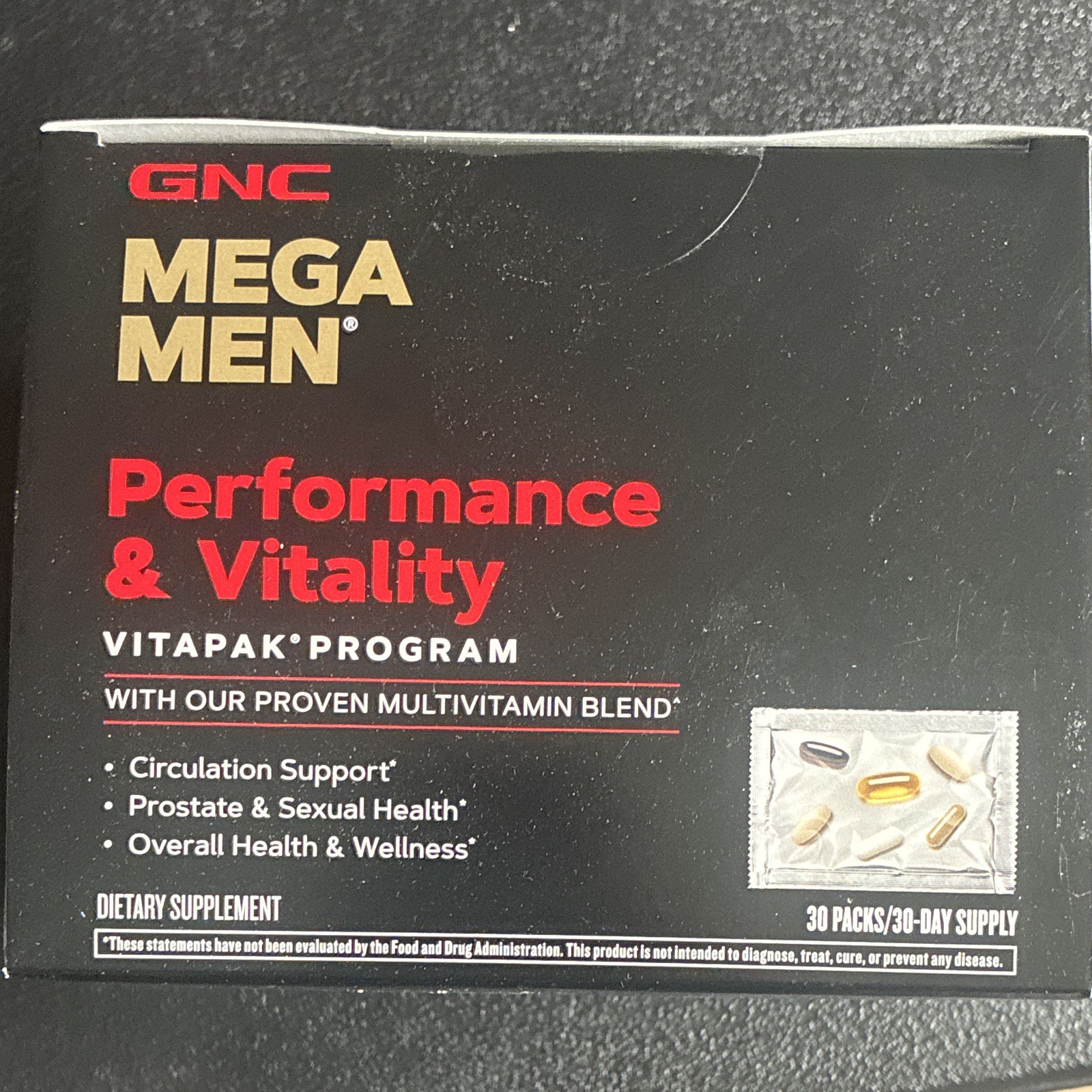 GNC Mega Men Performance & Vitality Vitapak Multivitamin 30 Pk GF 06/27