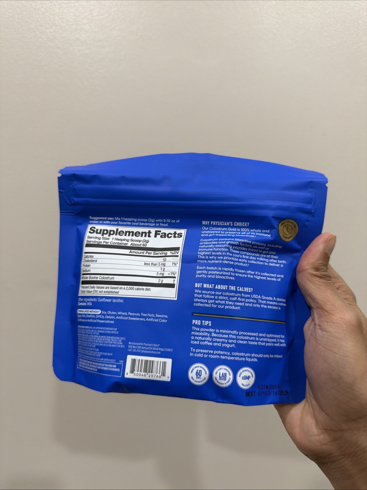 Physician’s Choice Colostrum Gold Powder Bovine Colostrum Unflavored 4.3oz