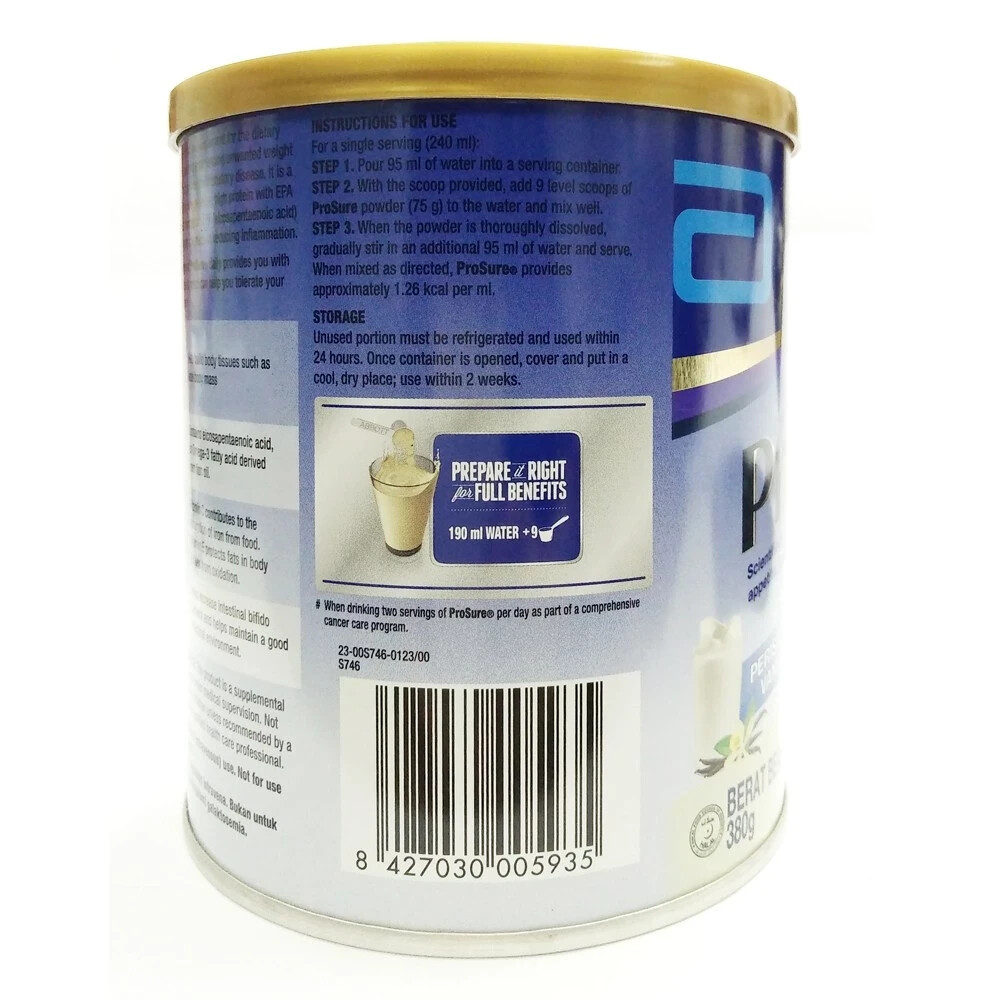 3X Abbott Pro Sure Vanilla Milk High Protein, Prebiotic & EPA 380g Free Express