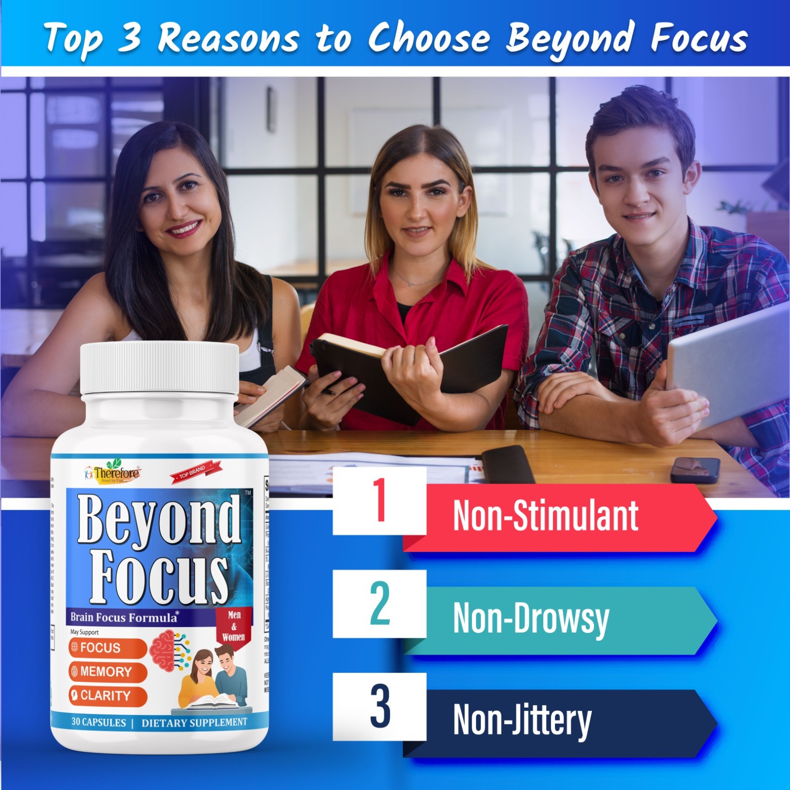 Brain supplement for Memory & Focus, Support Mental Clarity, Attention-30ct