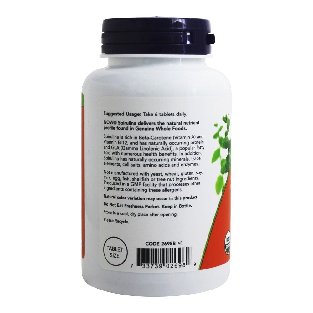 NOW Foods Spirulina 100% Natural 500 mg., 200 Tablets