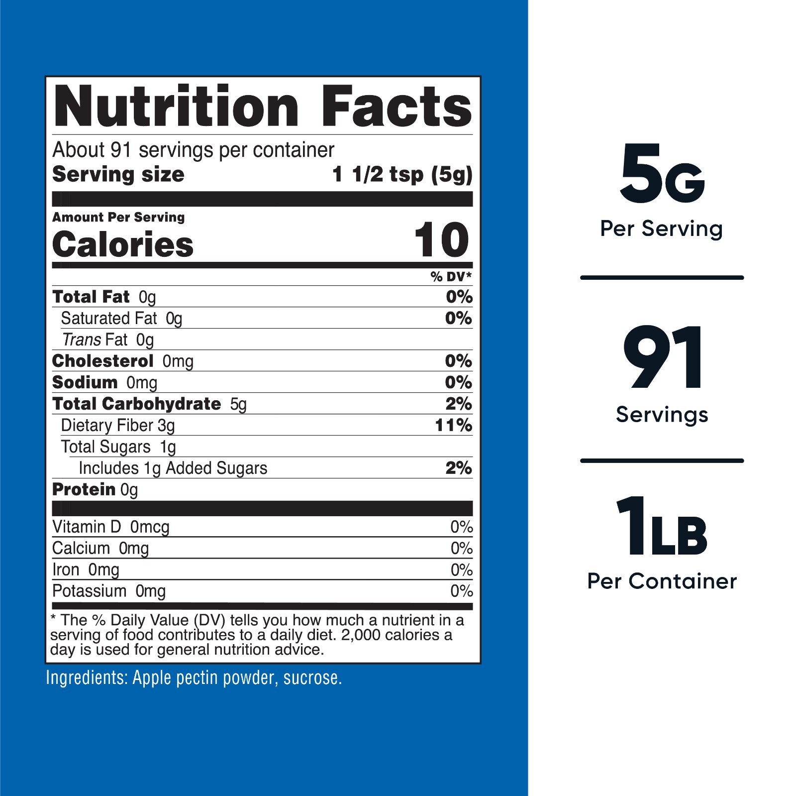 Nutricost Apple Pectin Powder Unflavored (1 Pound) – 5G Per Serving, Gluten-Free
