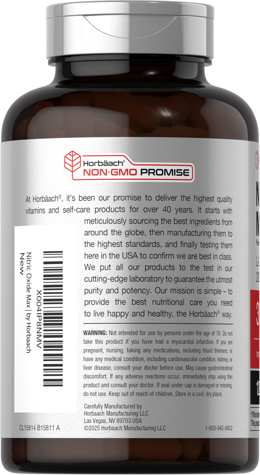 Nitric Oxide Supplement | 3000mg | 120 Capsules | Pre Workout | by Horbaach
