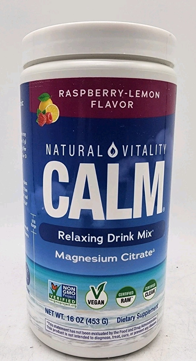 Natural Vitality Calm Magnesium Citrate Powder 16oz Raspberry Lemon EXP 2028
