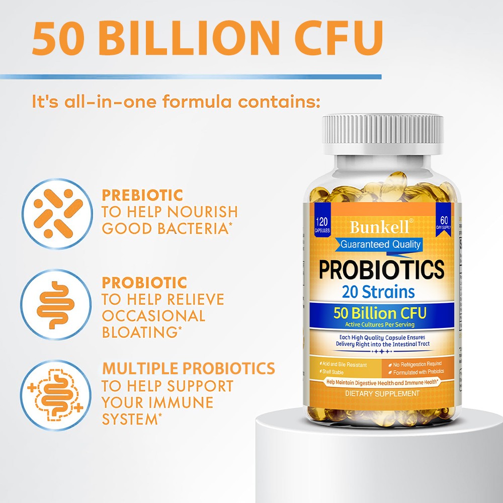 Probiotics 20 Strains 50 Billion Cfu Softgels Bolsters Immunity Digestion Health
