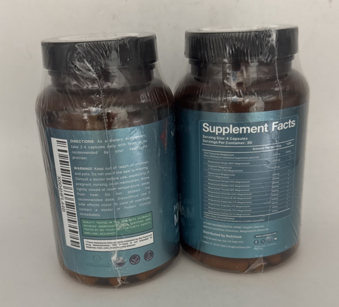 Lot Of 2 Nutriissa Full Spectrum 12 In 1 Magnesium 120 Capsules Exp 11/1/28.