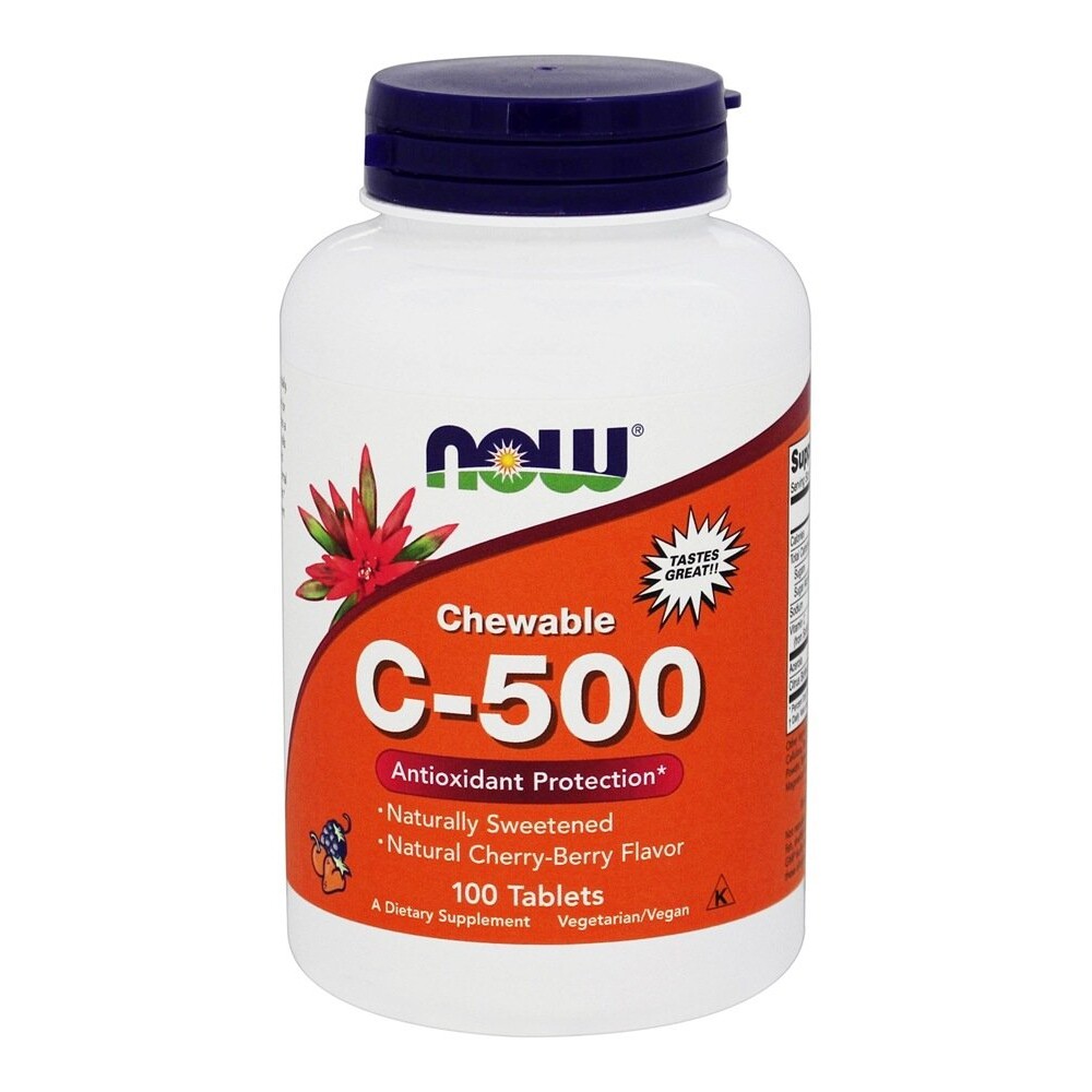NOW Foods Vitamin C500 Chewable Cherry-Berry 500 mg., 100 Chewable Tablets