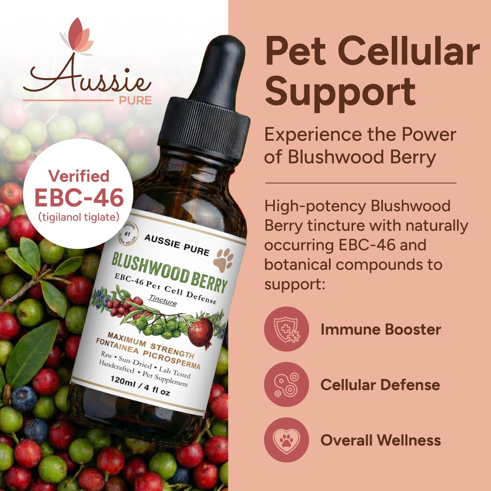 Aussie Pure Blushwood Berry EBC-46 Pet Therapy Maximum Strength Tincture