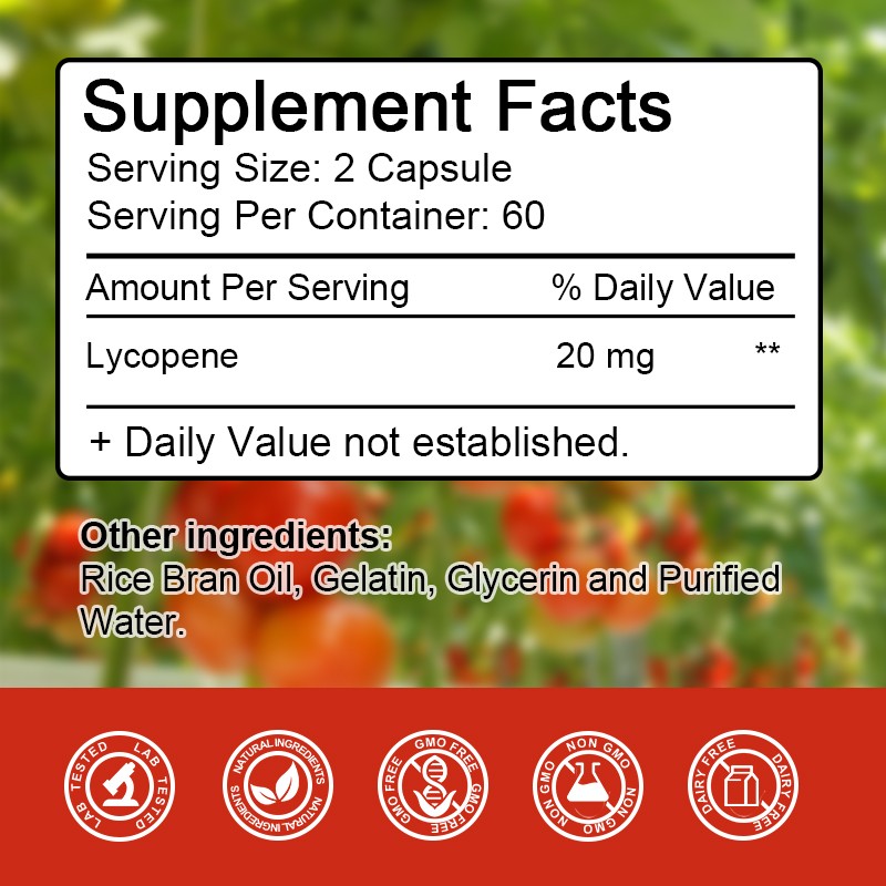 Lycopene 20mg Softgels – Prostate, Heart & Immune Support, Antioxidant, 120ct