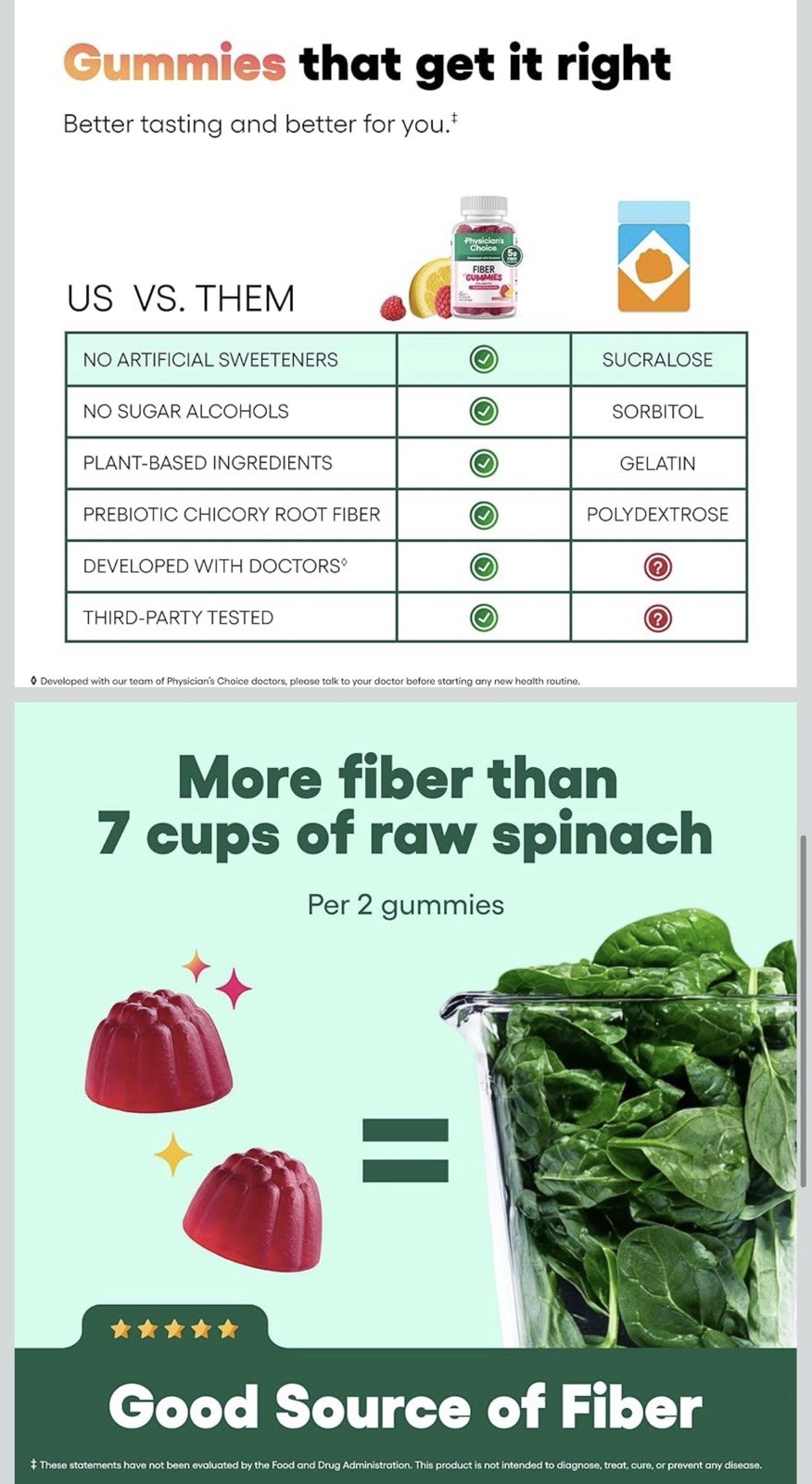 Physician’s Choice Fiber Gummies Digestive Support Vegan Raspberry Lemon 60
