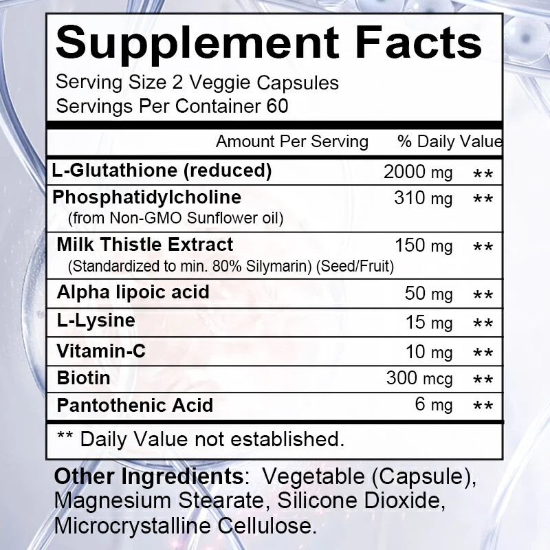 L-Glutathione 2500mg Capsules Detox Strong antioxidant Anti UV radiation